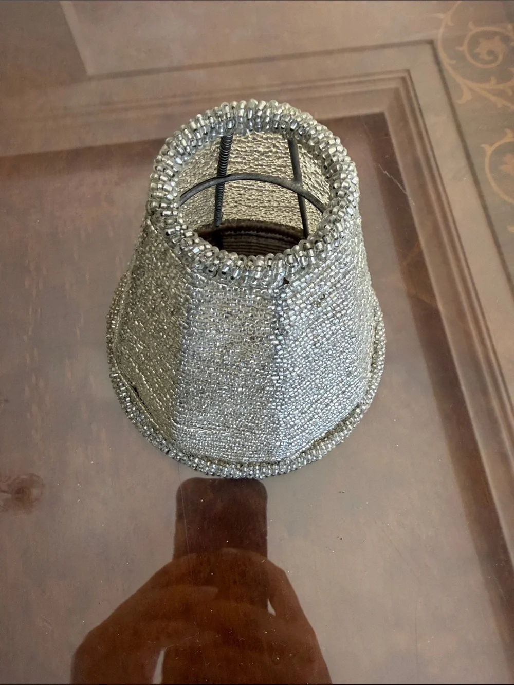 Beaded Gray Decorative Lamp Shade - Brand Unspecified